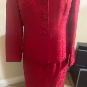 Red women’s suit blazer and shirt